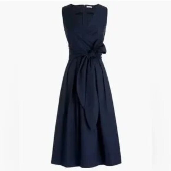 J. Crew Navy Faux Wrap Sleeveless Dress - Picture 2 of 3